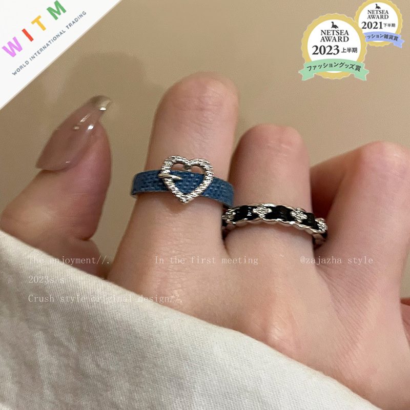 ハート ラインストーン 指輪 リング 開き指輪 開きリング デザイン アクセサリー 開口指輪 レディース