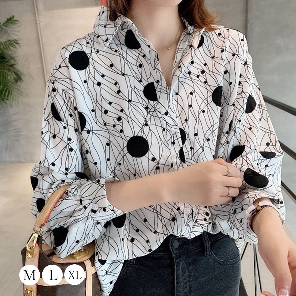 ブラウス 柄シャツ レトロ レディース