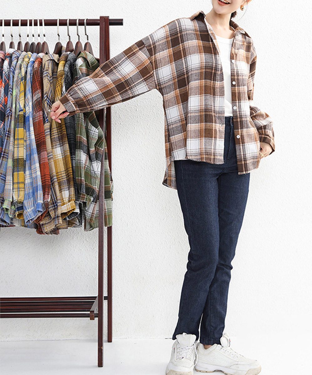 シャツ ブラウス チェック柄シャツ 長袖