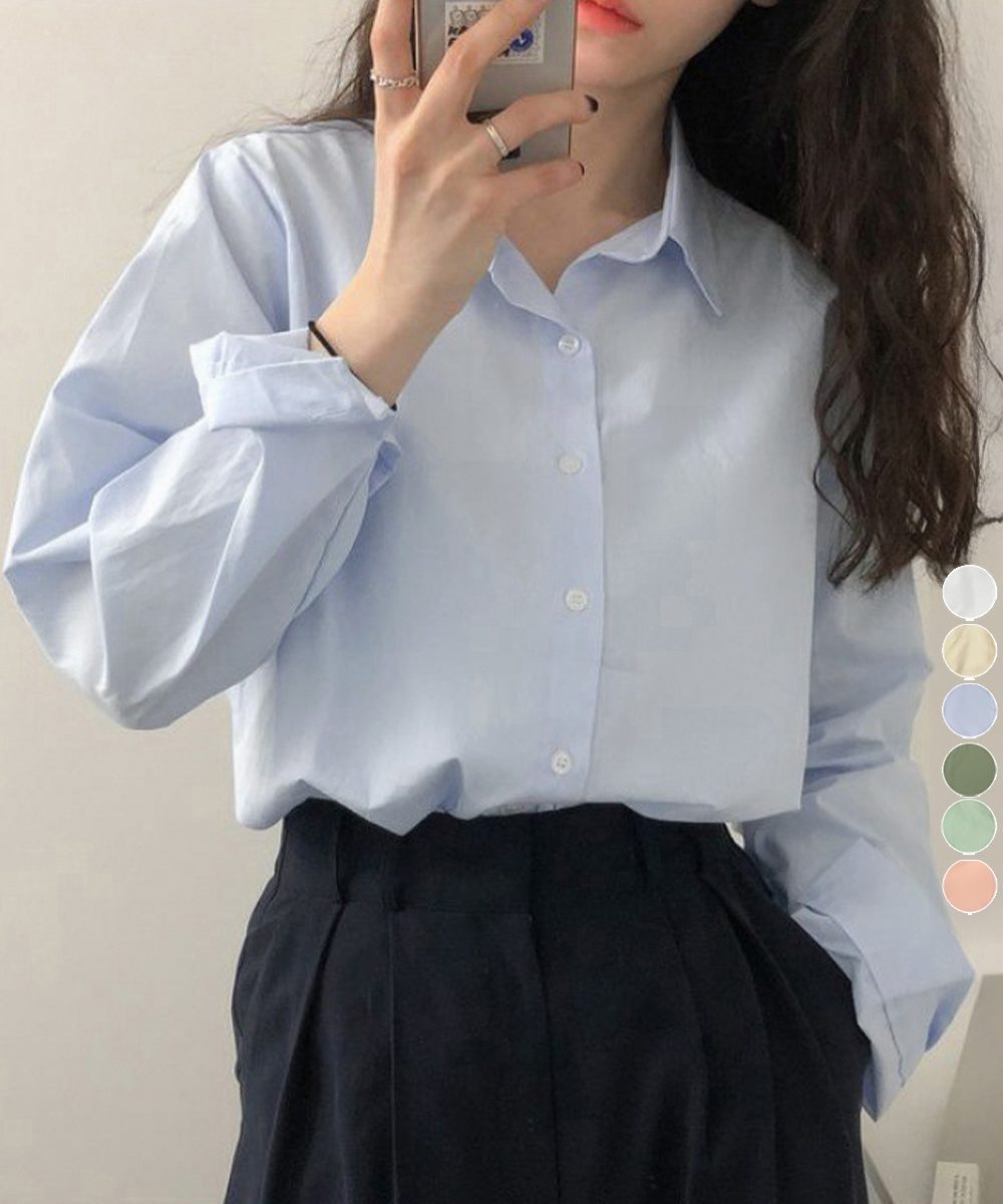 薄手シャツブラウス長袖レディース襟シャツ