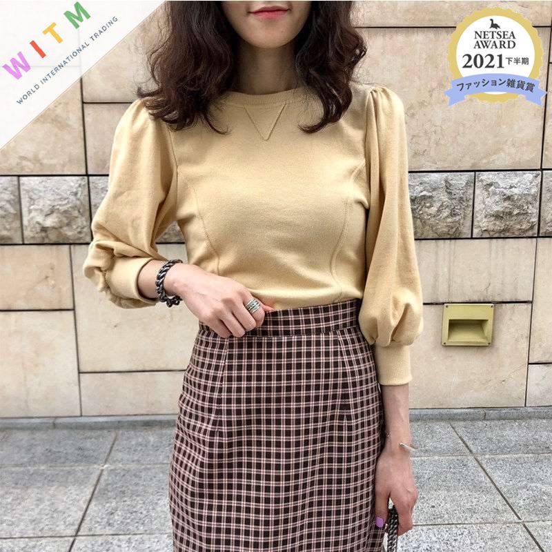 新作 パフスリーブ Tシャツ 人気tシャツ 八分袖 トレンド感 カジュアル レディース 春秋