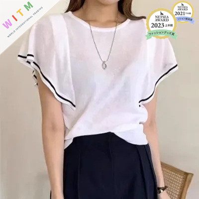 新作 トップス 体型カバー 三分袖 ラウンドネック 着回し 上品 レディース