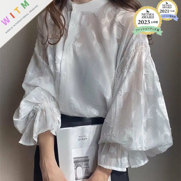 新作 両面着 レース ブラウス 花柄 パフスリーブ レディーストップス 透明感 大人可愛い