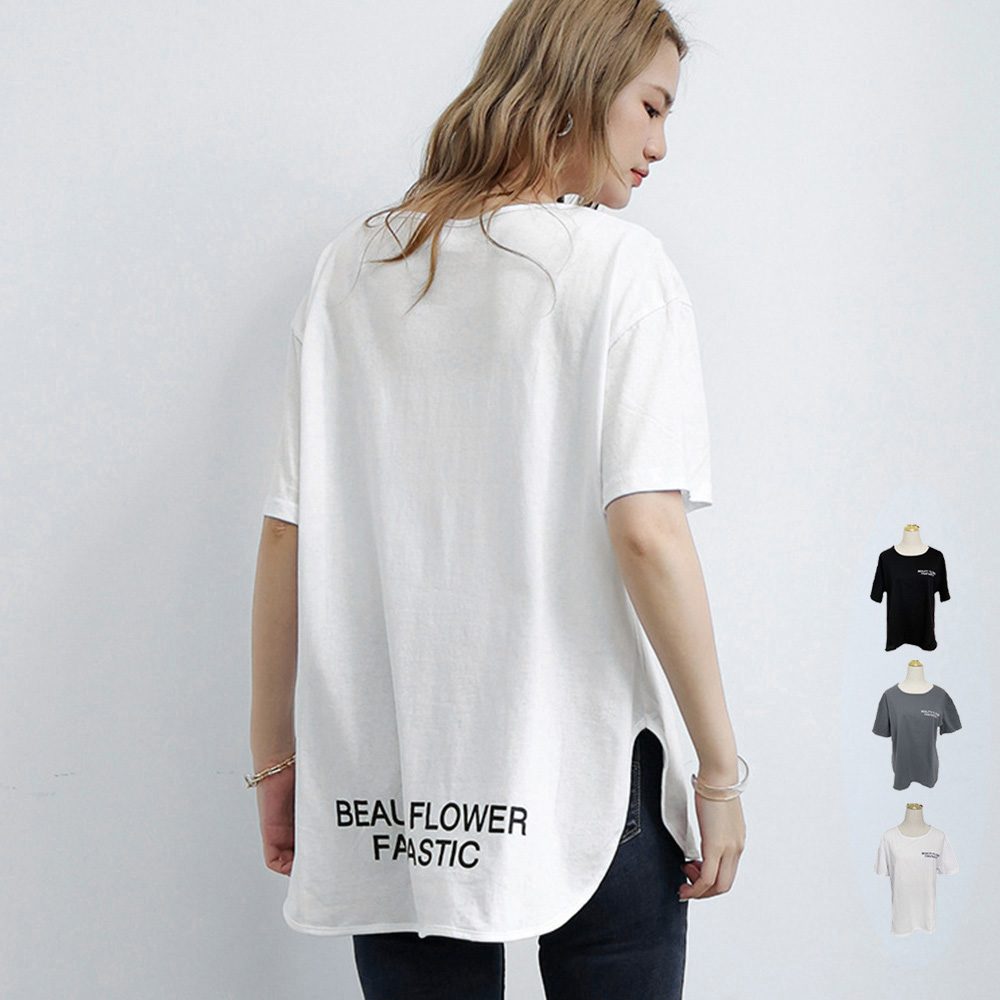 ロングtシャツ レディース 韓国 ロゴT