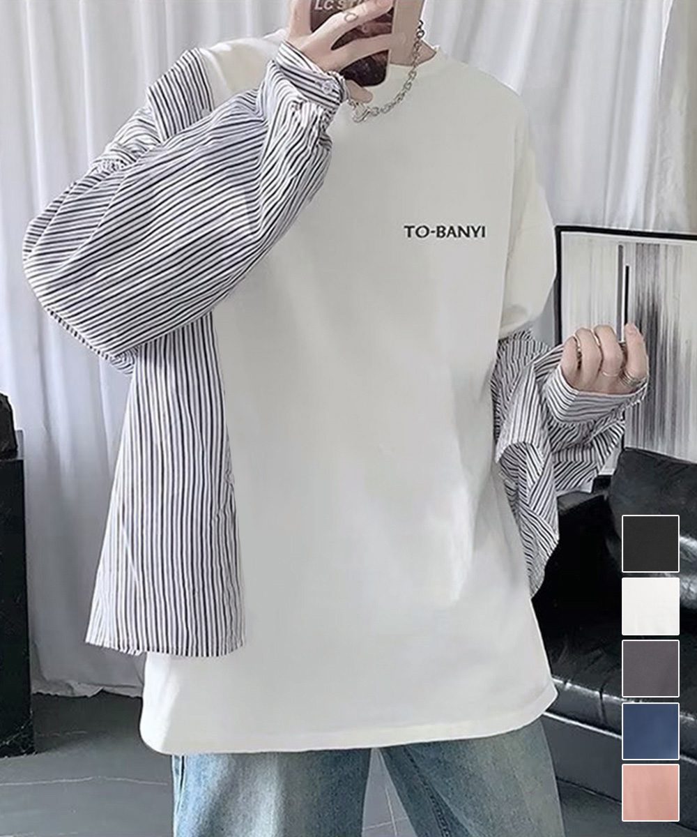 メンズtシャツ 長袖 ロンTクールネック