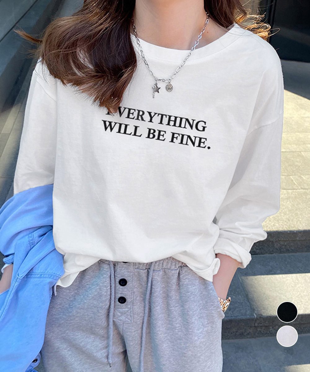 ロゴプリント長袖TシャツレディースロンT