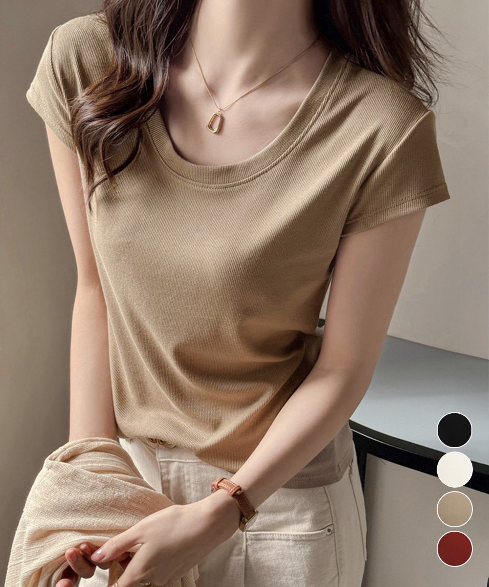 UネックTシャツ レディース 半袖 夏服
