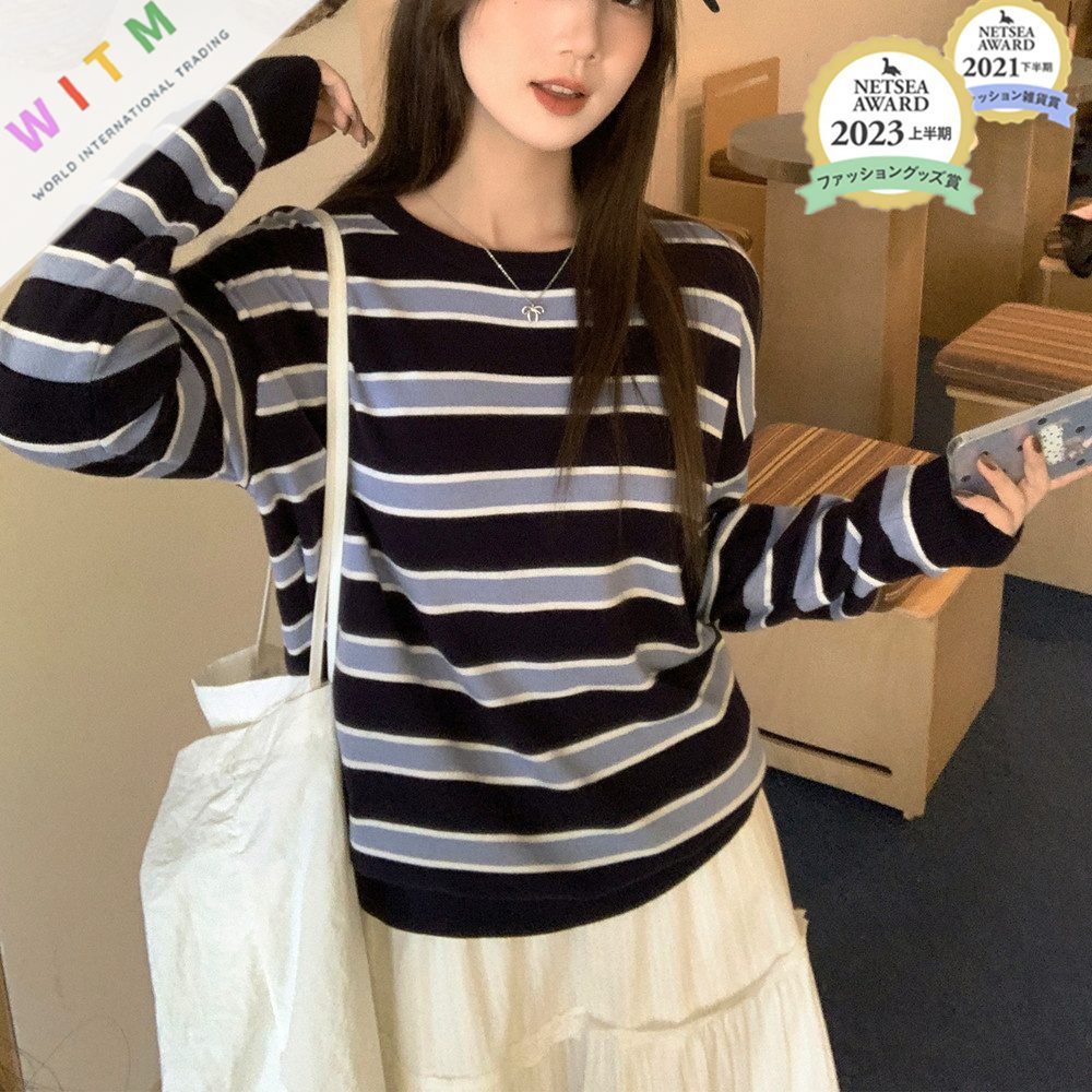 新作 ボーダー柄 長袖 tシャツ Tシャツ 春秋 レディース オシャレ カジュアル