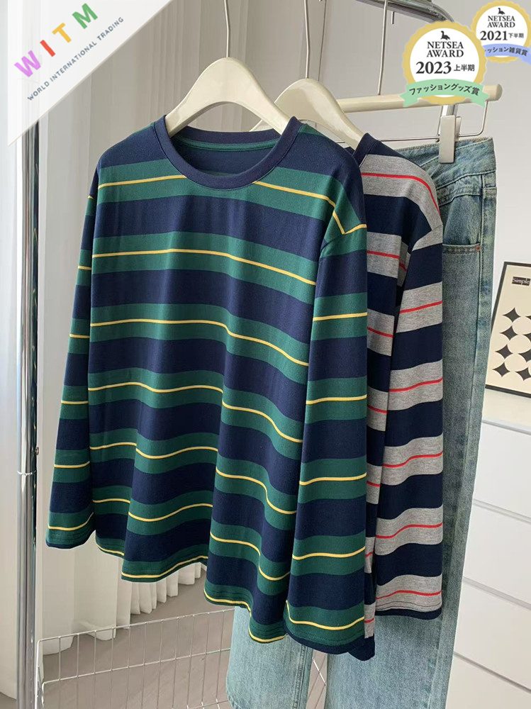 新作 ボーダー柄 長袖 tシャツ Tシャツ 春秋 レディース オシャレ カジュアル