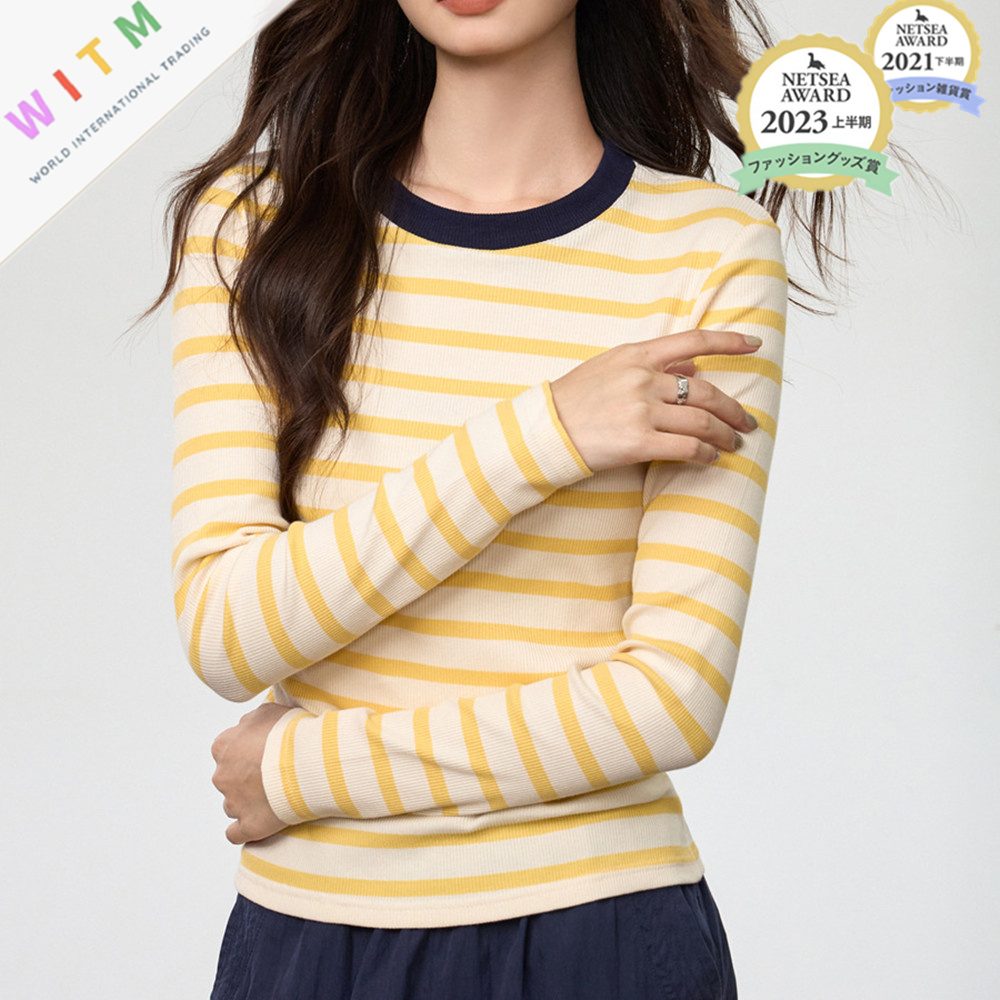 新作 ボーダー柄 長袖 tシャツ Tシャツ 春秋 レディース オシャレ カジュアル