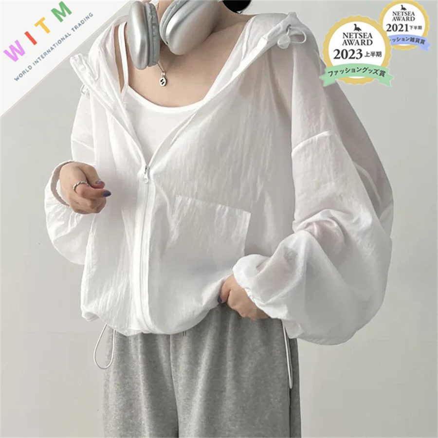 全3色 カーディガン 紫外線防止 カジュアル UVカット フード付き レディース服 春夏