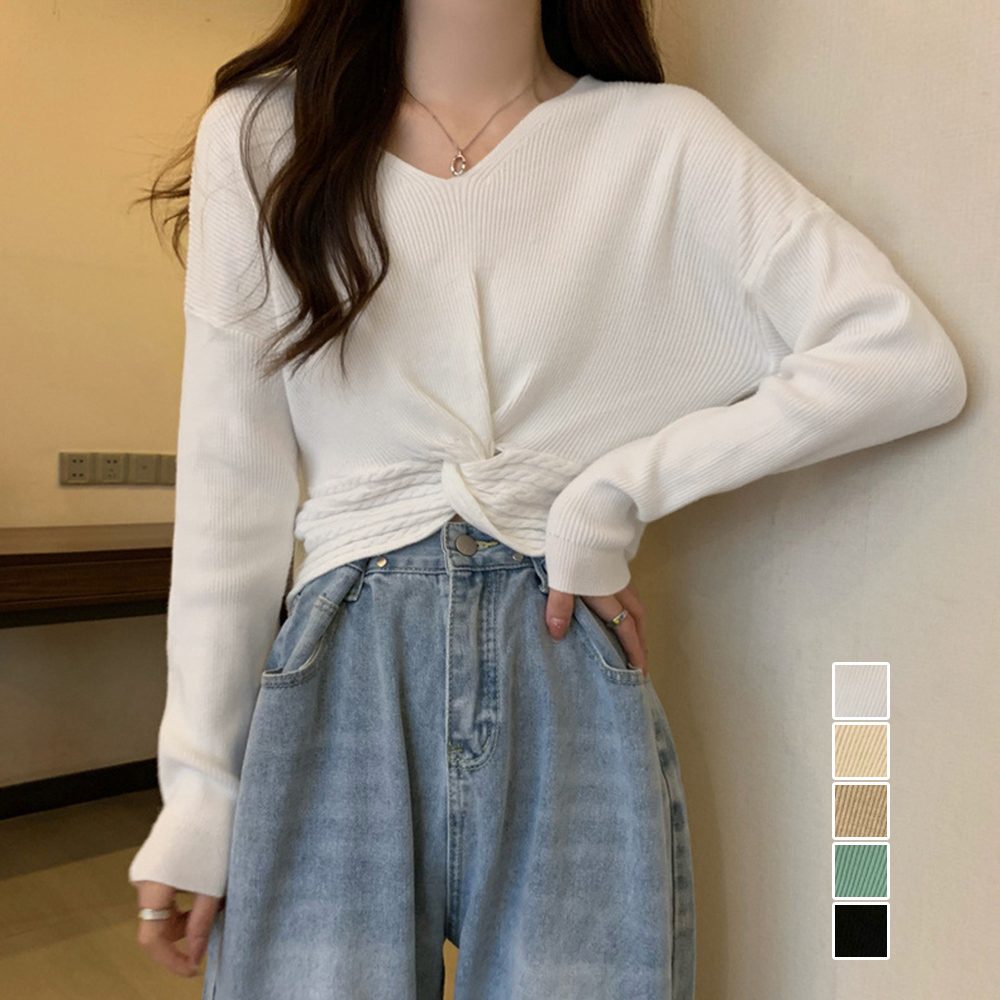 フロントツイスト ニットプルオーバー秋服