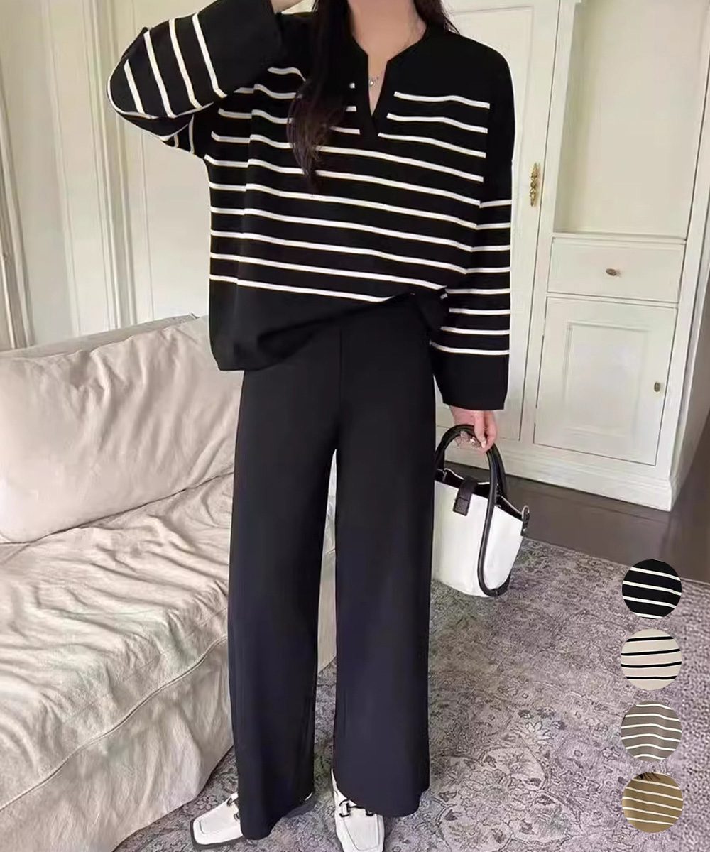 ニットセットアップ トップスパンツセット