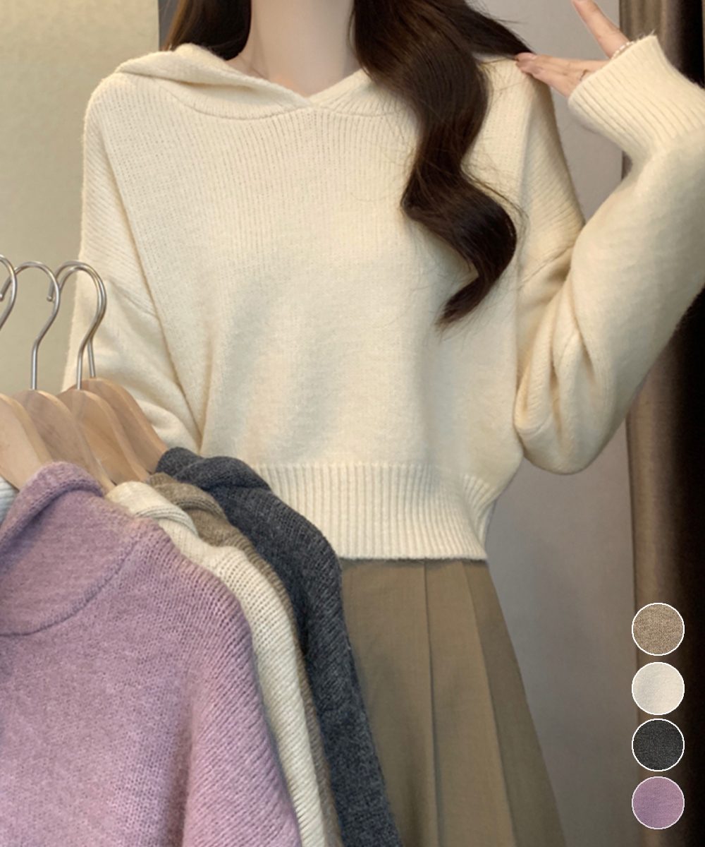 ニットパーカーフード付き ニットセーター