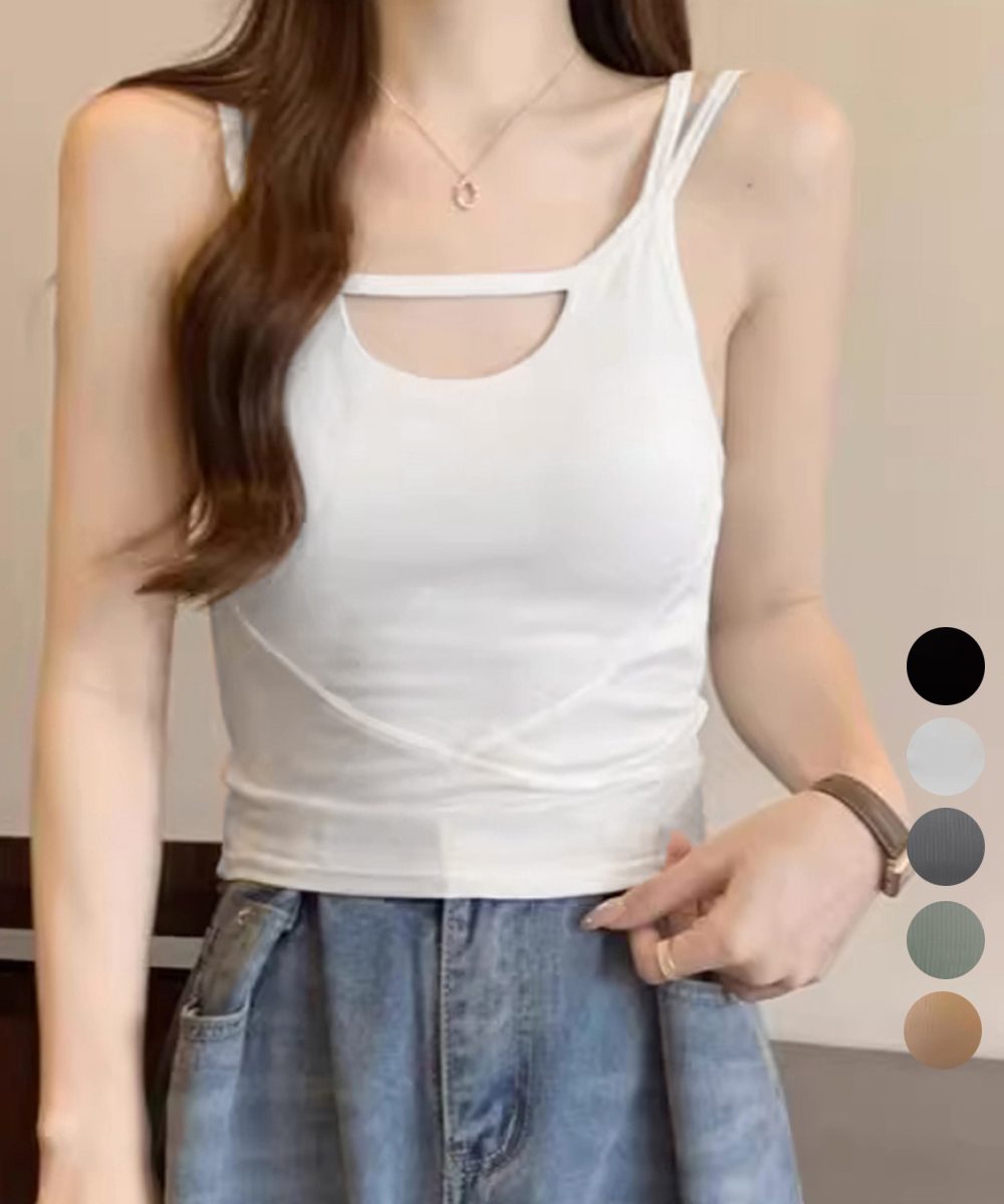 カップ付きキャミソールセクシー胸元韓国風