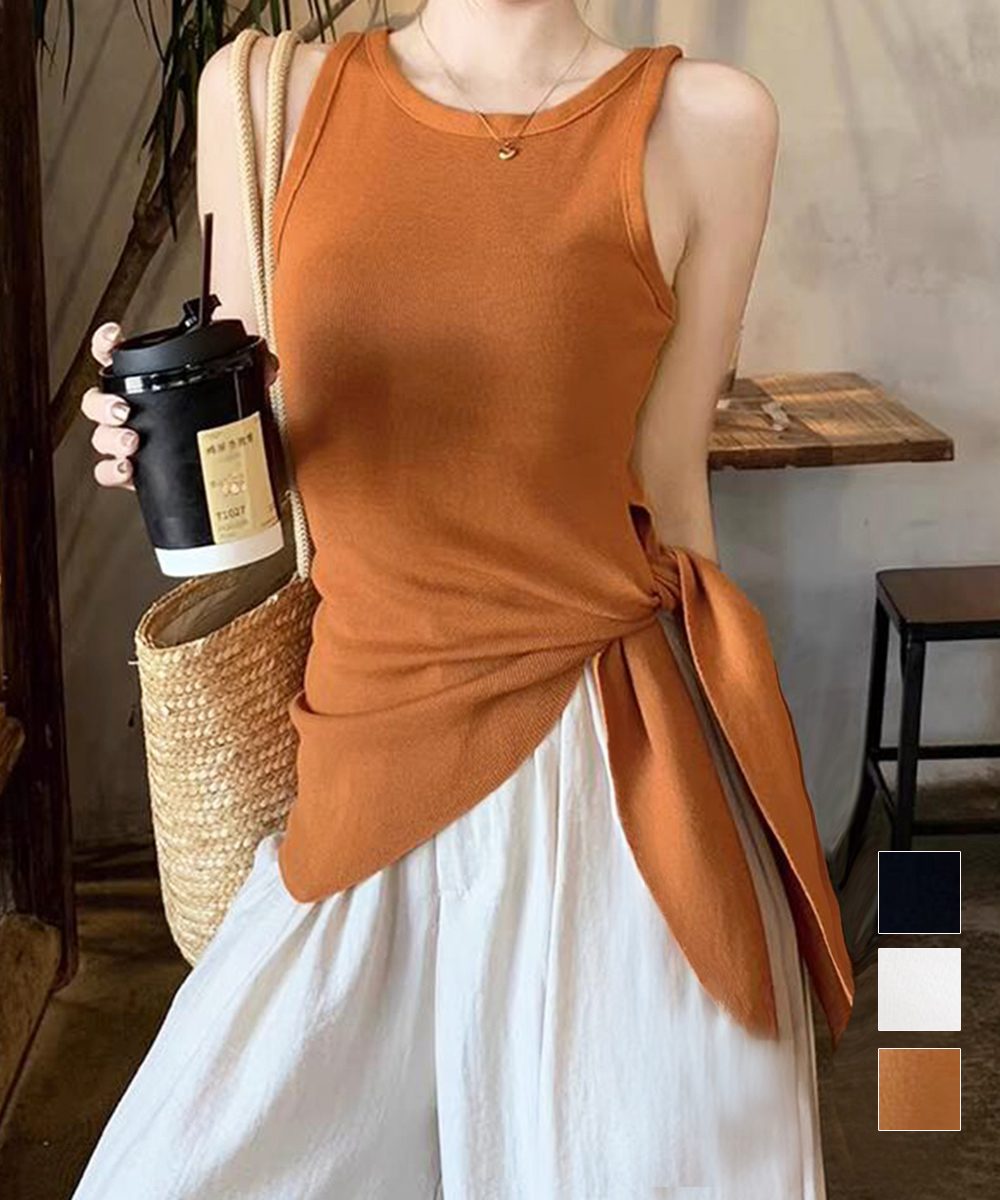 タンクトップ 韓国風 サイドスリット夏服