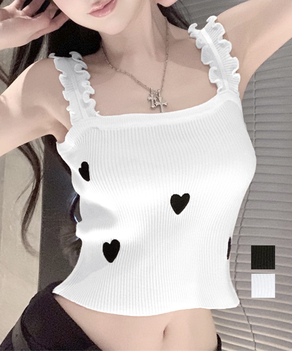 タンクトップ 韓国風夏服 ハート柄キャミ