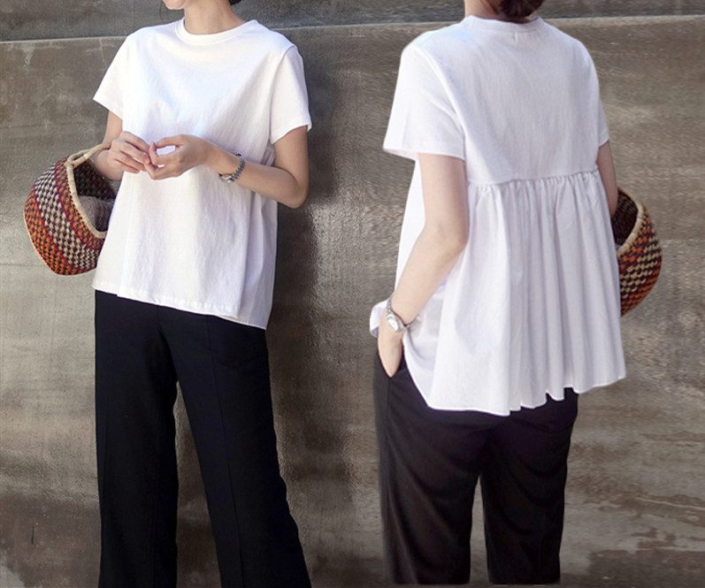 2色展開 Tシャツ 人気tシャツ フリル 半袖 トレンド感 夏 春 レディース シンプル