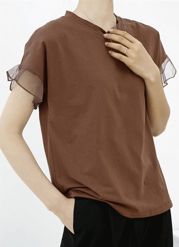 新作 Tシャツ フレアスリーブ レースtシャツ 半袖 異素材 トレンド感 夏 春 レディース