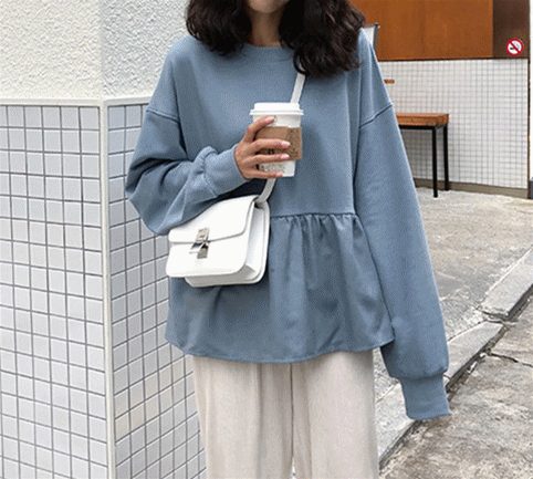 秋新作 Tシャツ プルオーバー 長袖 フレア レディーストップス 大人可愛い カジュアル