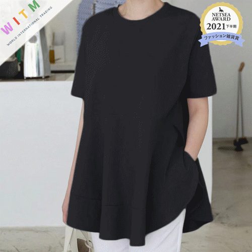 春夏新作 Aライン Tシャツ シンプル tシャツ 半袖 レディース おしゃれ スタイリッシュ スリット