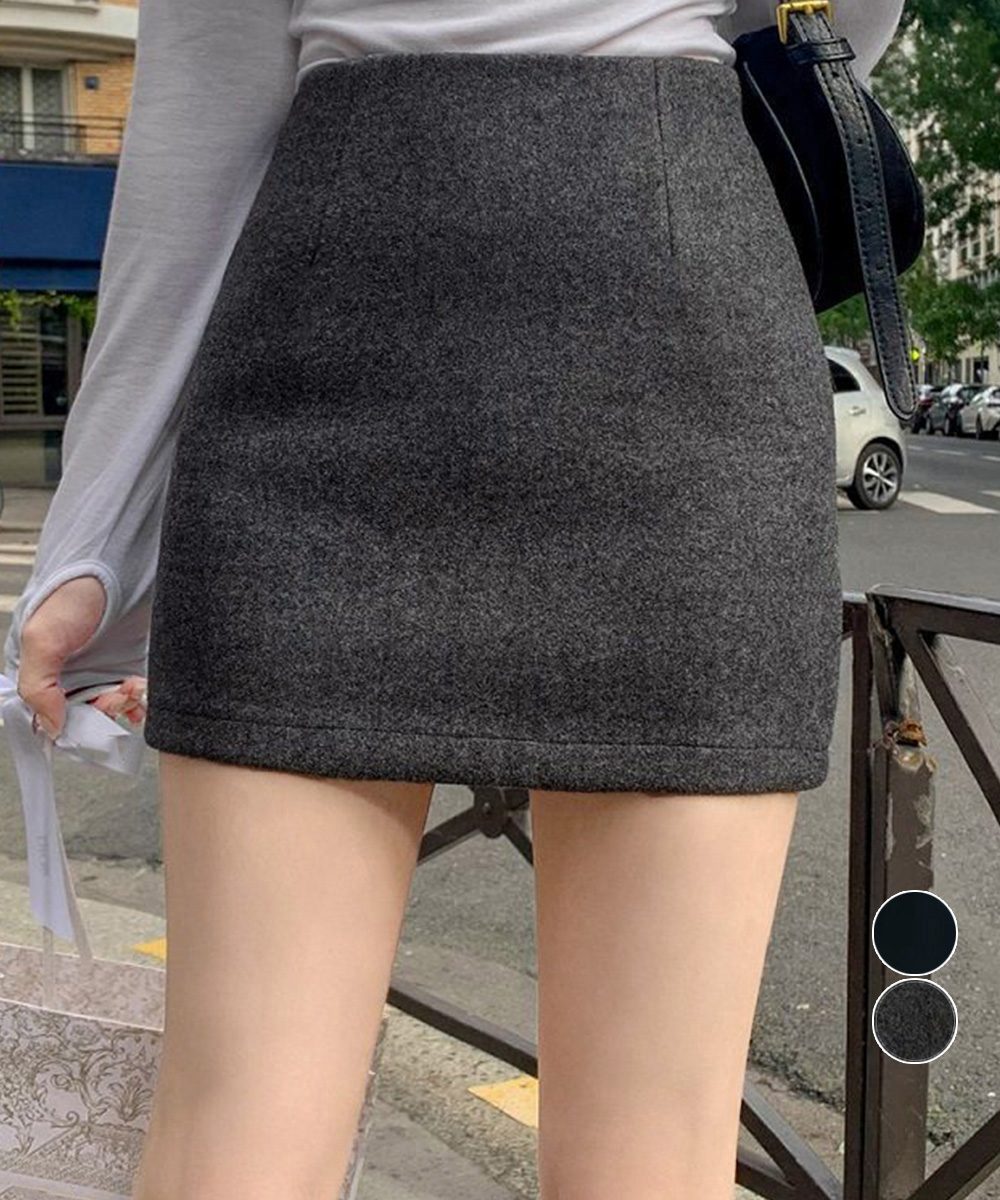 ウールライクミニタイトスカート 美脚脚長