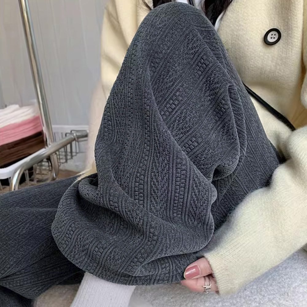 ワイドパンツ レディース韓国ニットパンツ