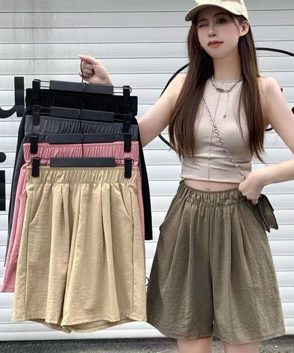 韓国風 ワイドショートパンツ レディース