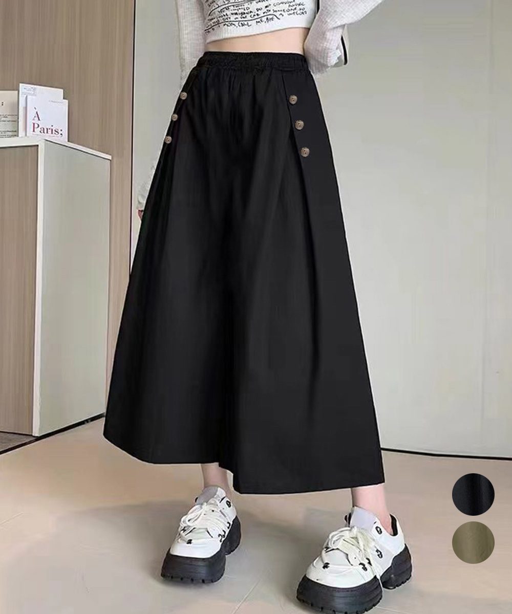 ワイドパンツ ハイウエストガウチョパンツ