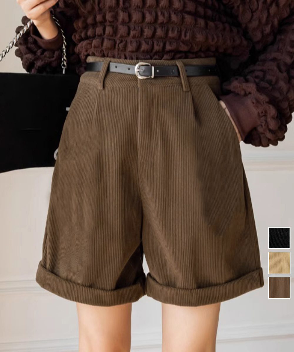 コーデュロイショートパンツ ハイウエスト