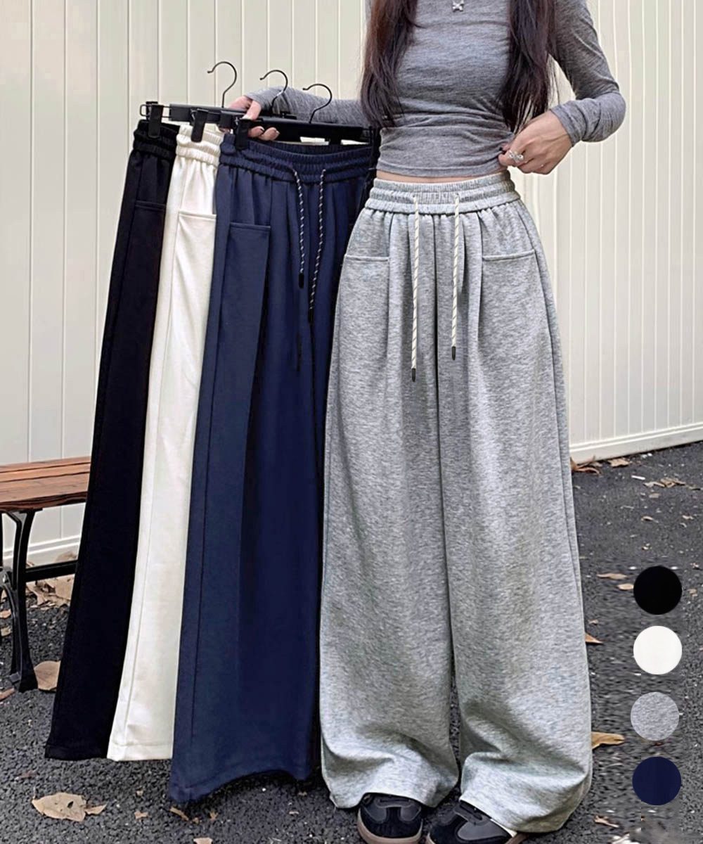 ワイドシルエットシンプルスウェットパンツ