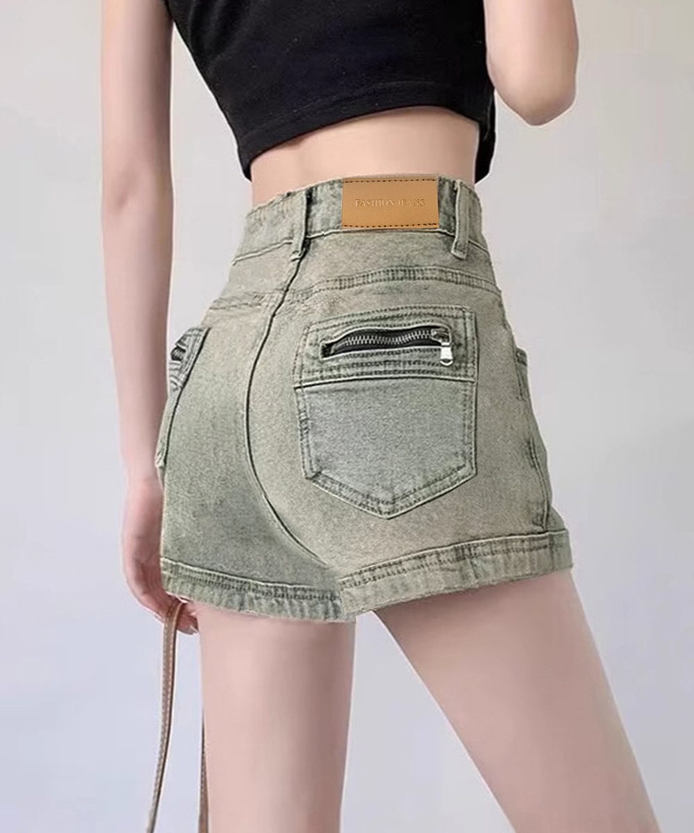ウォッシュデニムショートパンツレディース