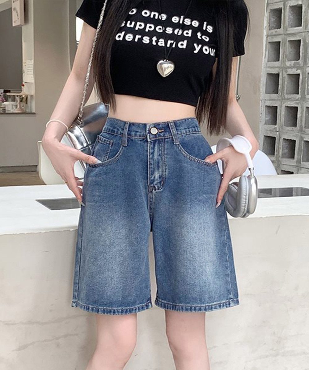 デニムショートパンツ ハイウエスト美脚夏