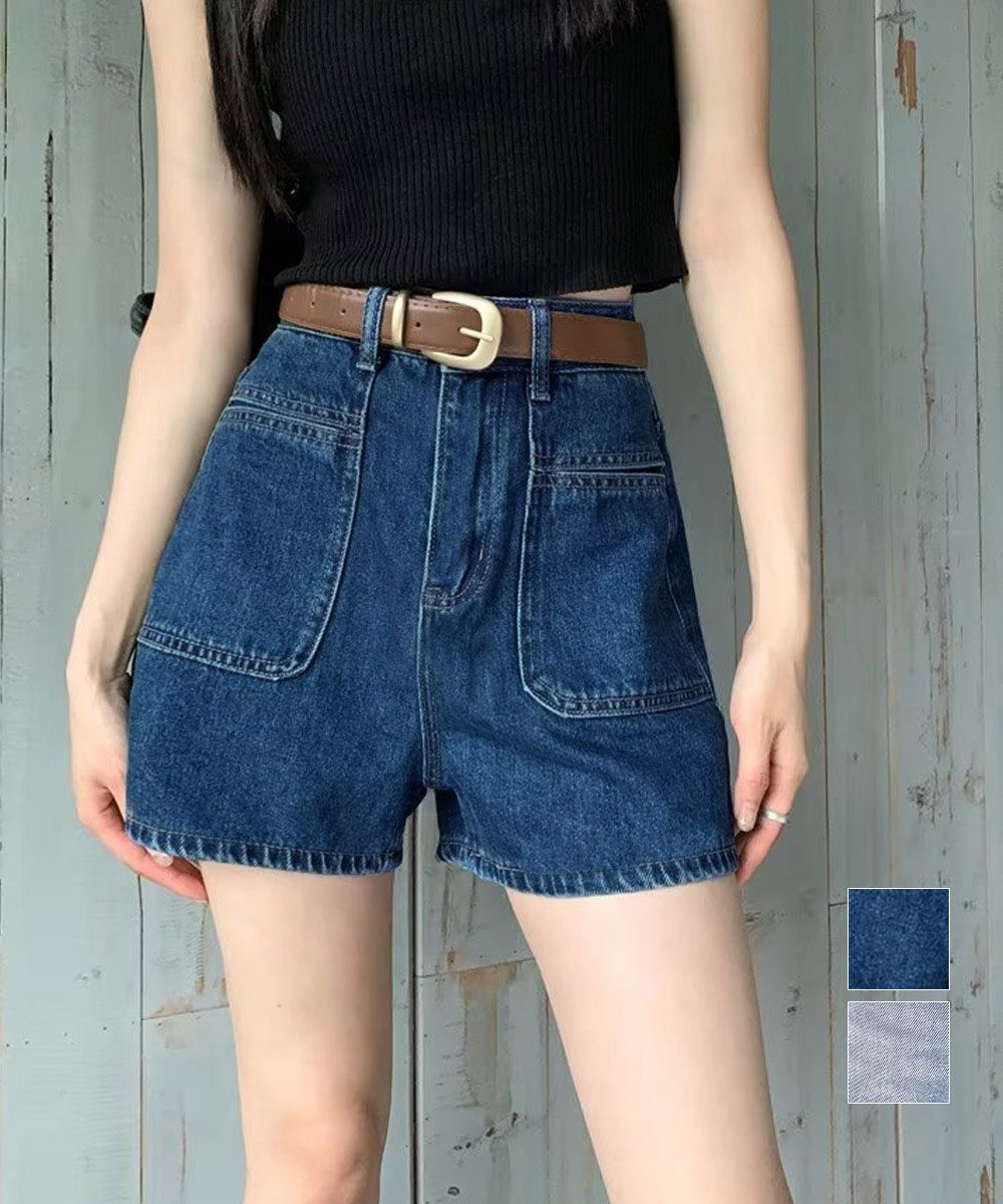 デニムショートパンツ ハイウエスト美脚夏