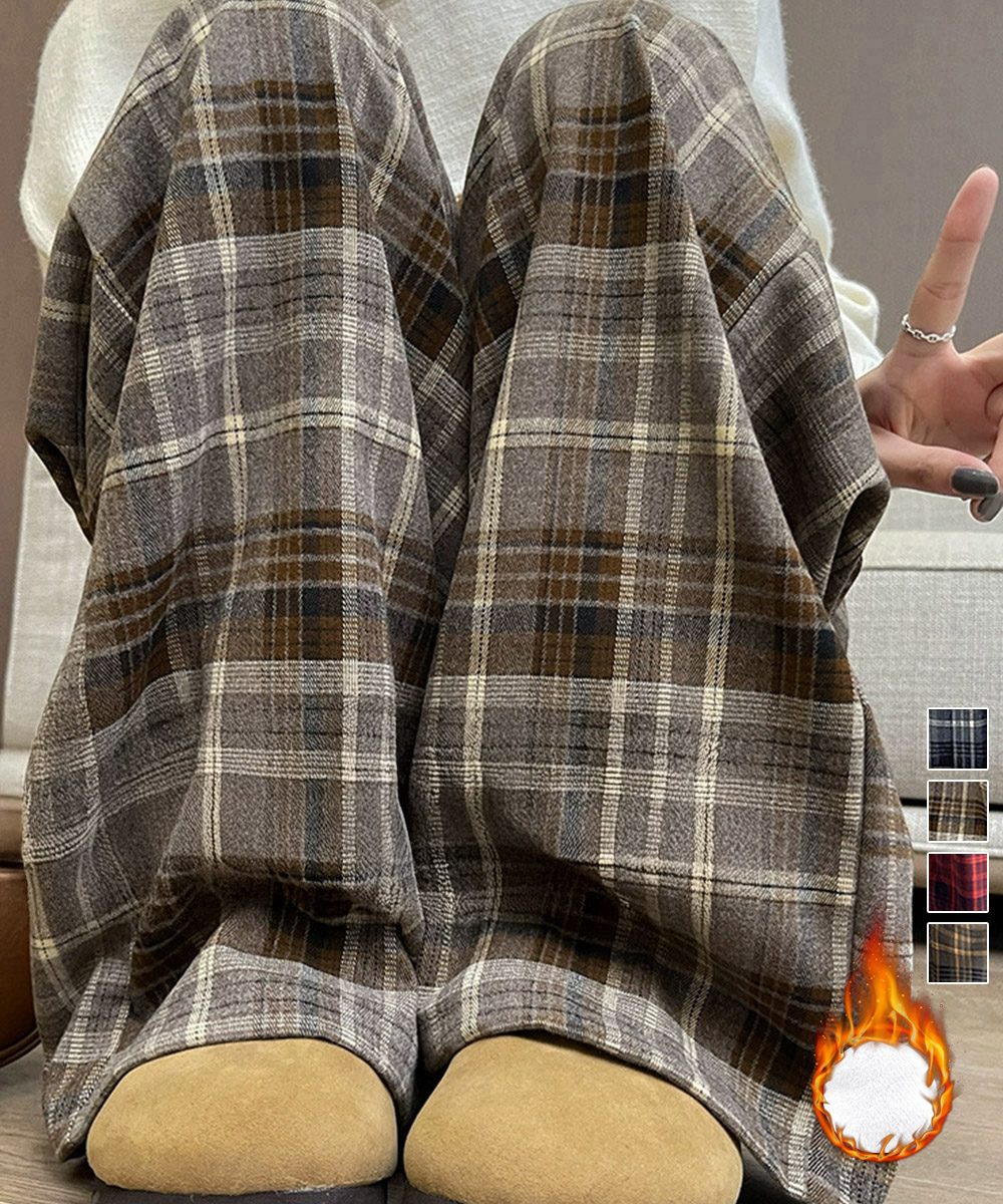 チェック柄パンツハイウエストワイドパンツ