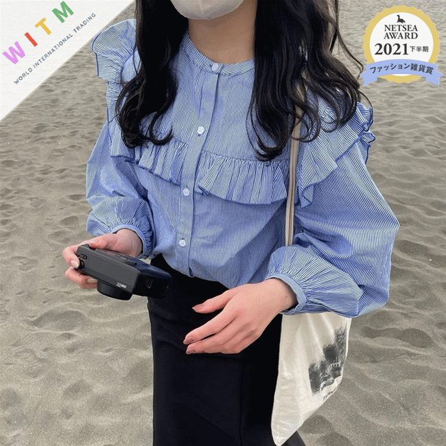 春夏新作 フレア 人気ブラウス トップス 長袖 レディース Aライン スタイリッシュ おしゃれ