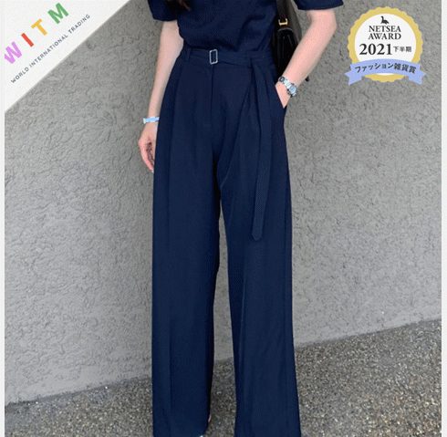 春夏新作 ワイドパンツ ロングパンツ ロング丈ズボン ハイウエスト 着痩せ レディース カジュアル