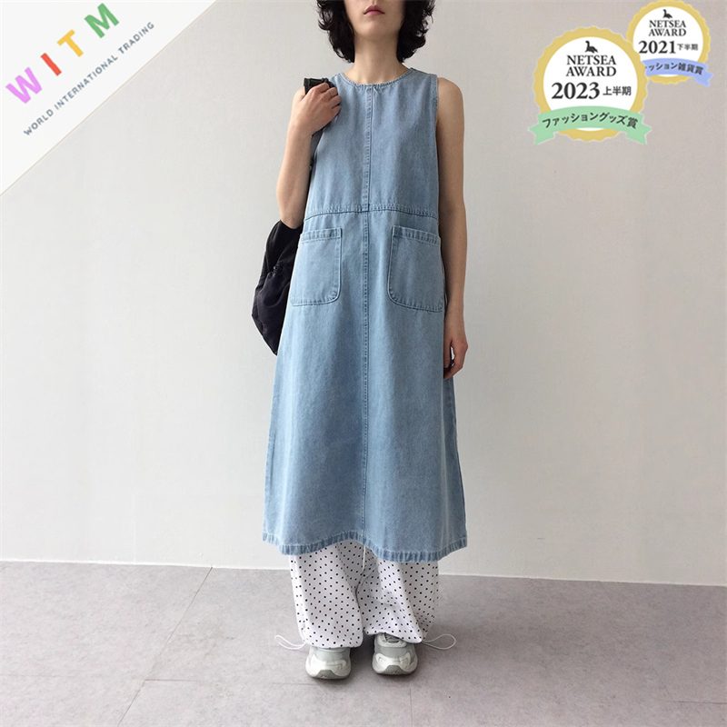 ワンピース ノースリーブ デニムワンピース 体型カバー レディース服 カジュアル 夏