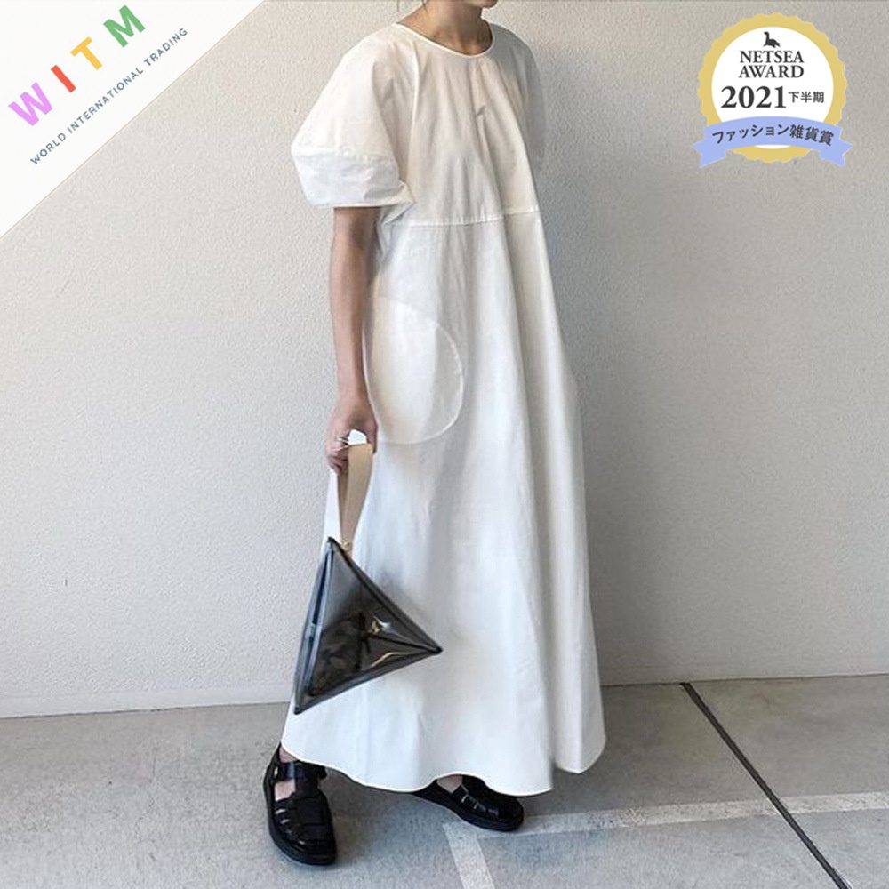 春夏新作 ワンピース ロングワンピース パフスリーブ レディース 体型カバー 着痩せ