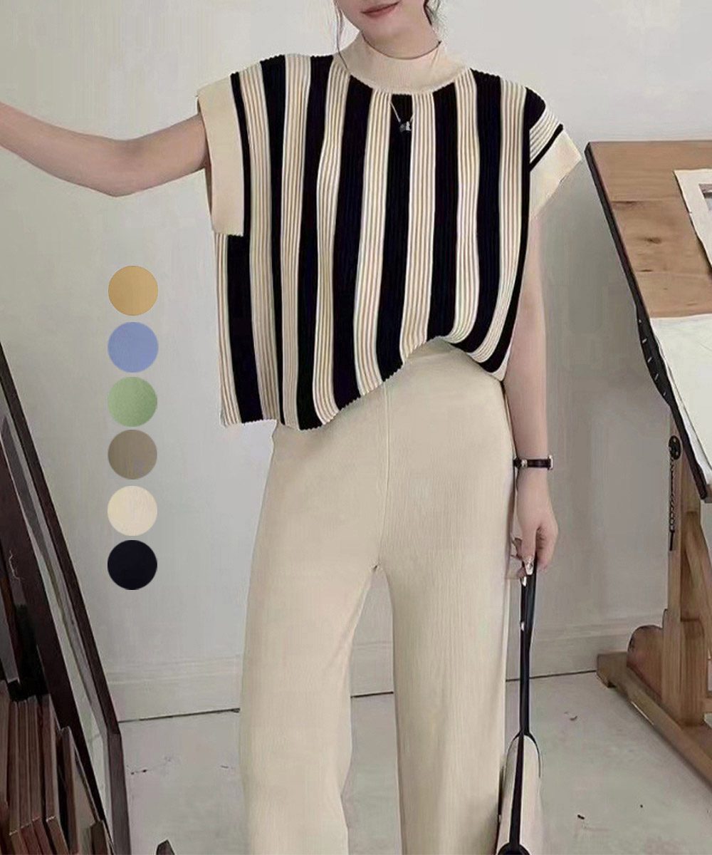 サマーニットセットアップ 韓国 春夏秋服