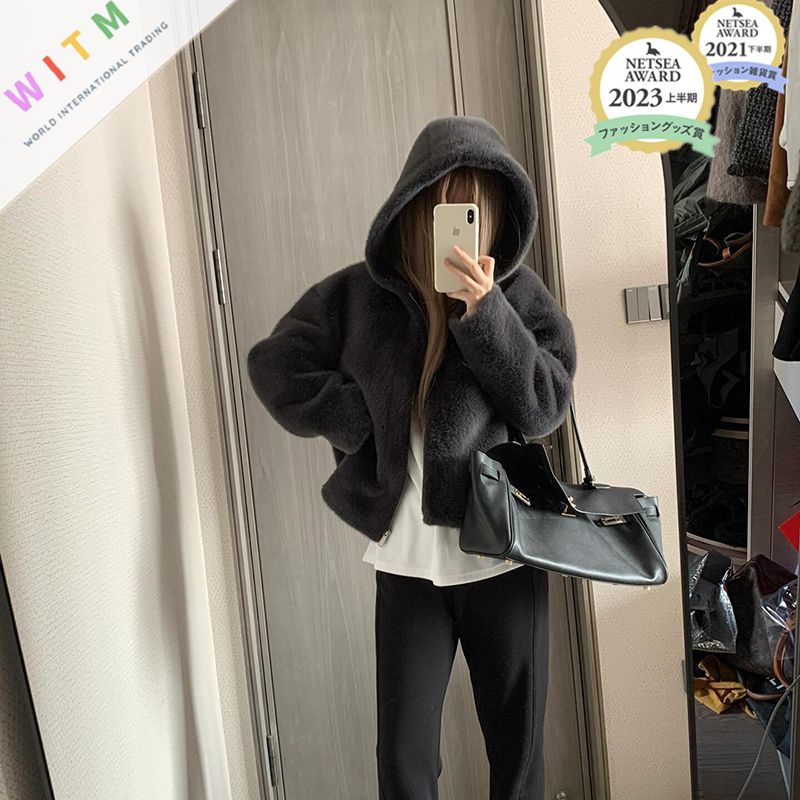 秋冬新作 ファーコート アウター 綿入り レディース服 エコファー フード付き 防寒 ふわふわ