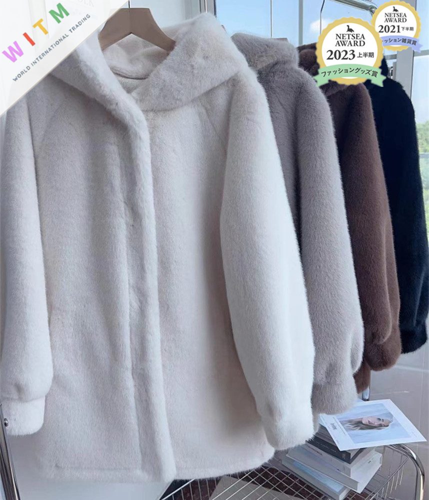 秋冬新作 エコファーコート ミドルレングスコート レディース服 フード付き 防寒 ふわふわ