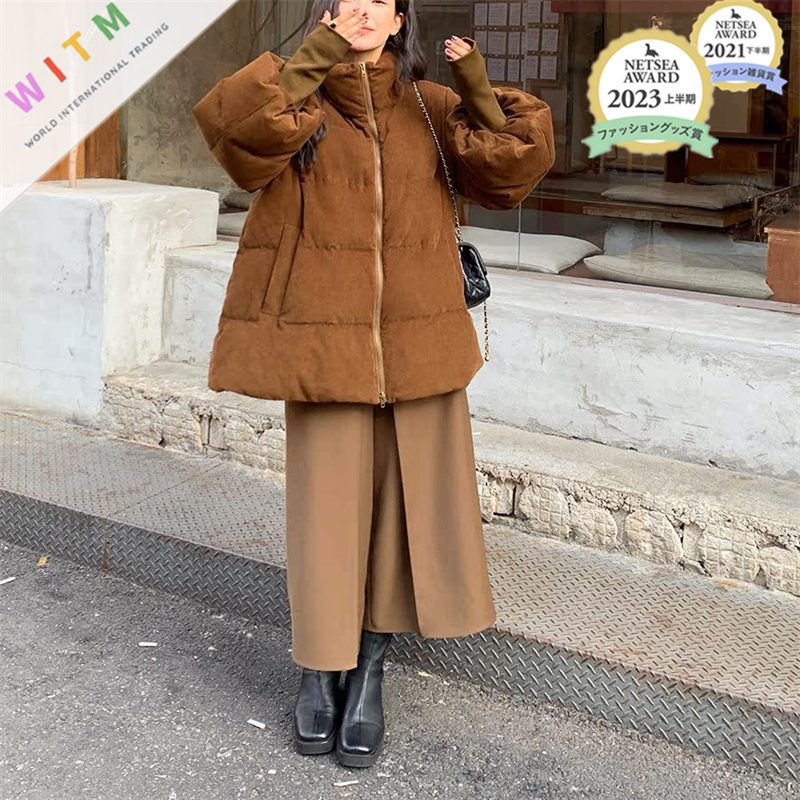 秋冬新作 コーデュロイコート 中綿コート 防寒着 ダウンコート 綿入れ 厚手 体型カバー 上品