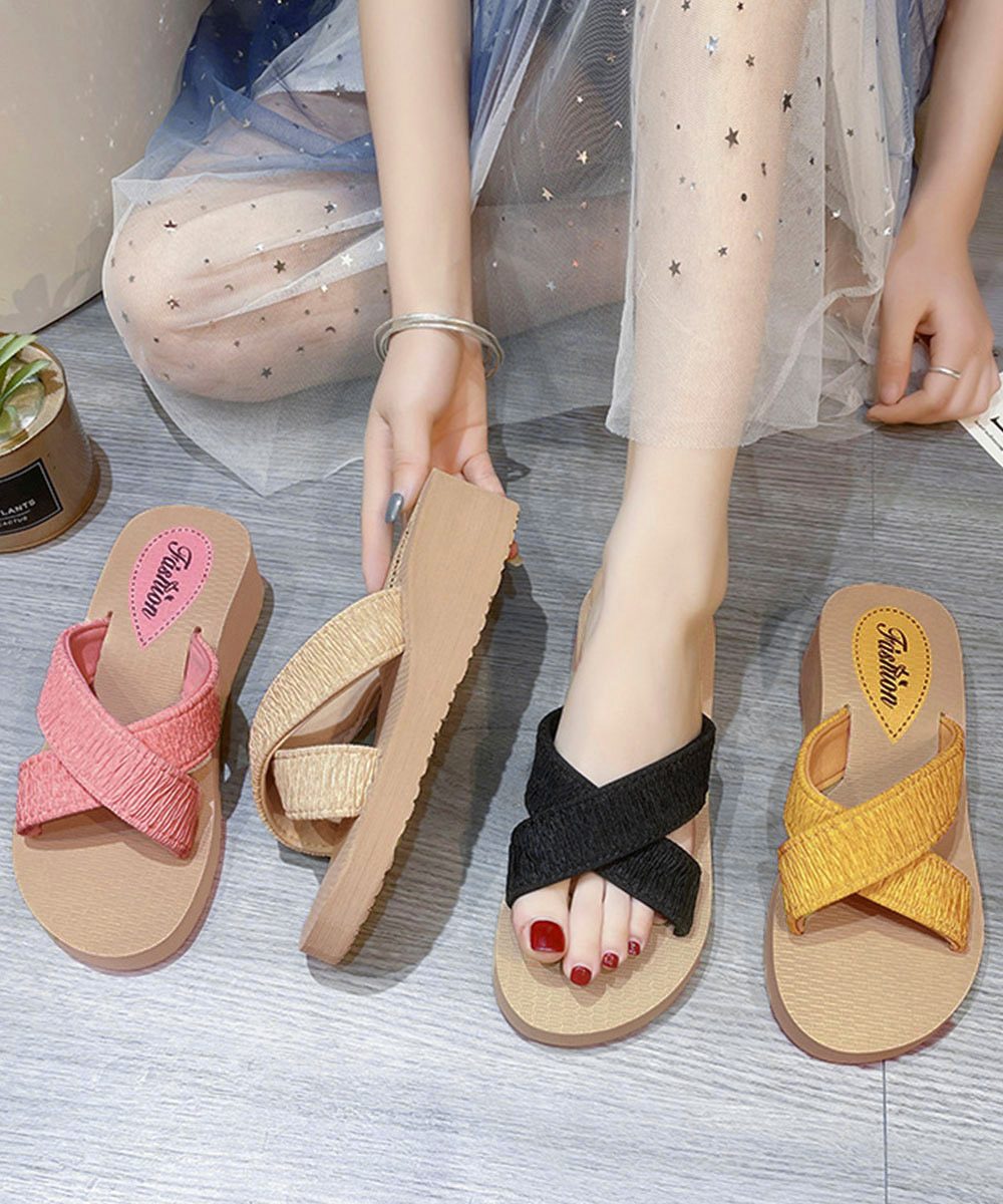 厚底サンダルジュート風クロスサンダル美脚