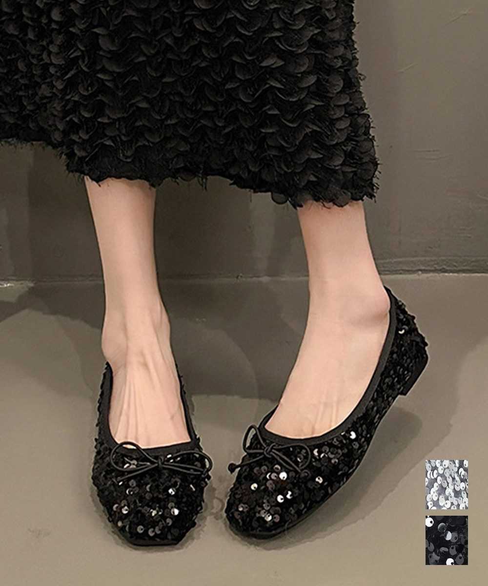 パンプス キラキラ バレエシューズ