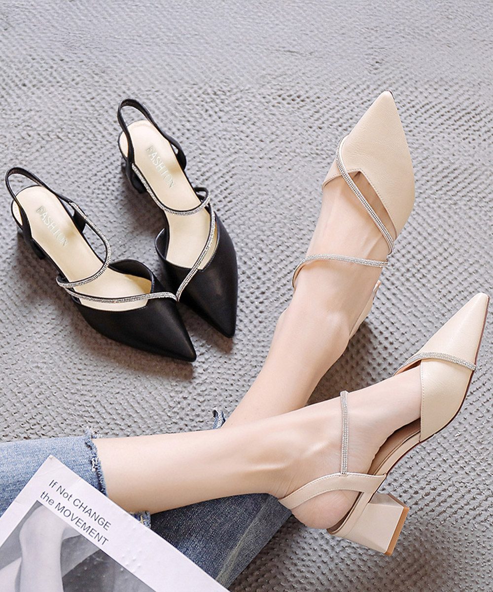 ポインテッドトゥパンプス ラインストーン