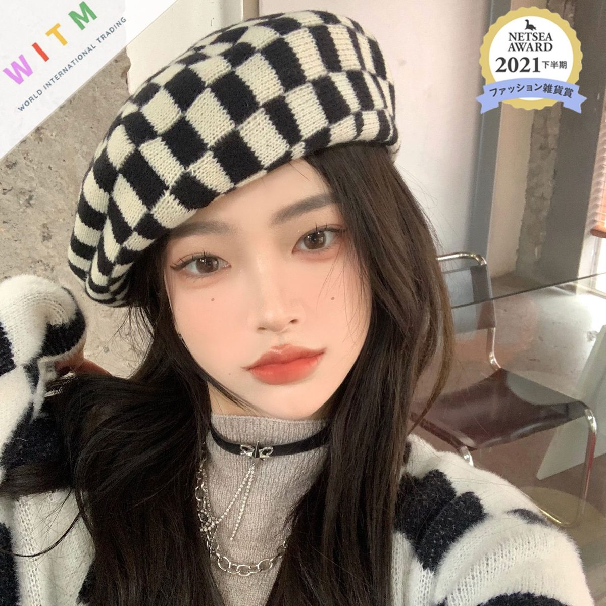 ベレー帽 チェック柄 ベレー ハット 帽子 レディース 小顔効果 ふわふわ 折りたたみ