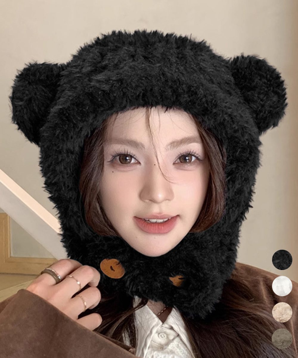 くま耳帽子韓国風ニットキャップファー帽子