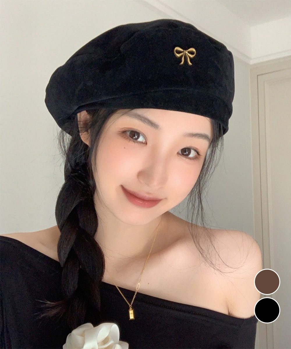 ベレー帽 レディース帽子 合金飾りレトロ