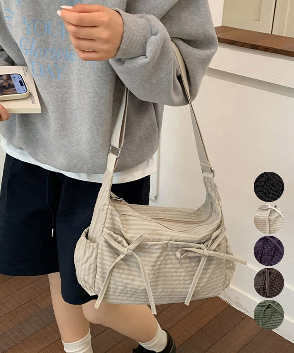 軽いチェック柄ショルダーバッグレディース